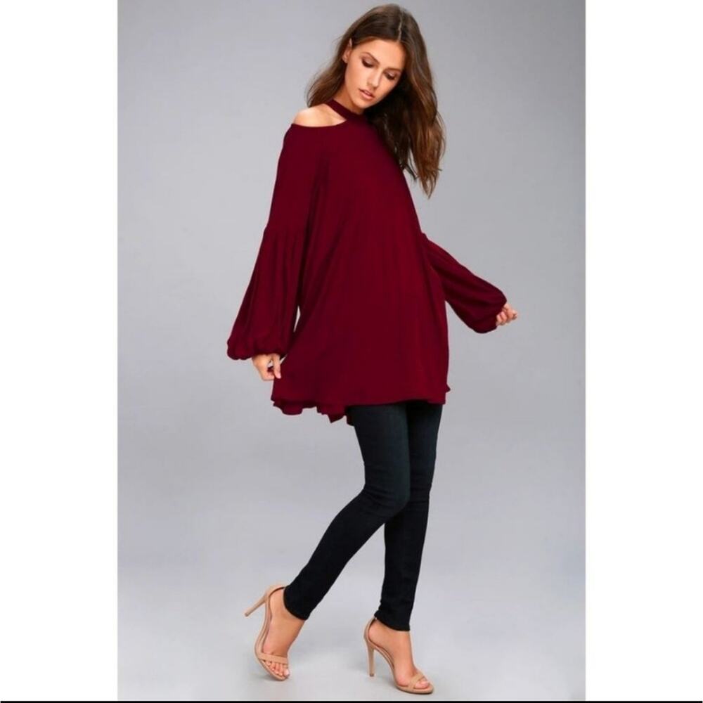 Free People Burgundy Tunic Top